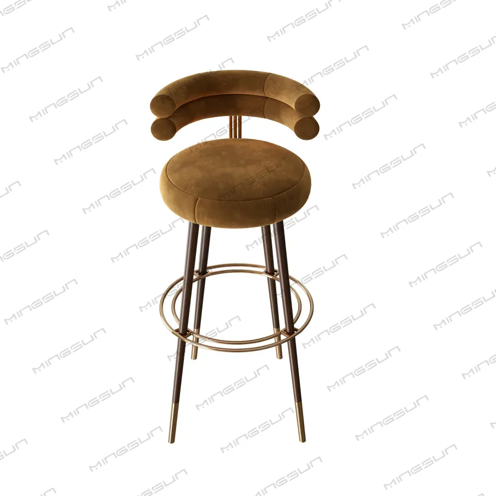 كرسي بار فاخر ذو ظهر مرتفع مناسب للشقق الفاخرة وردهات الفنادق - مينغسون كرسي بار فاخر ذو ظهر مرتفع مناسب للشقق الفاخرة وردهات الفنادق - مينغسون