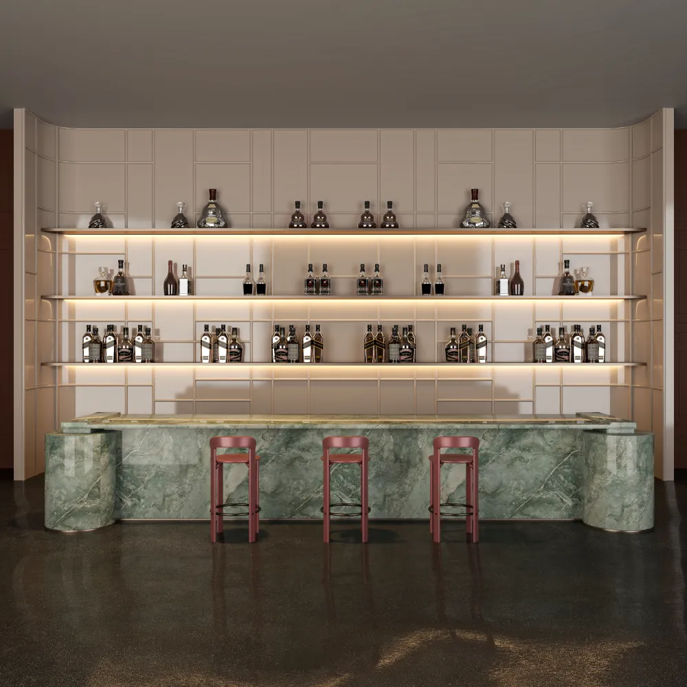 premium-hotel-bar-area-with-curving-backwall-and-marble-countertop premium-hotel-bar-area-with-curving-backwall-and-marble-countertop