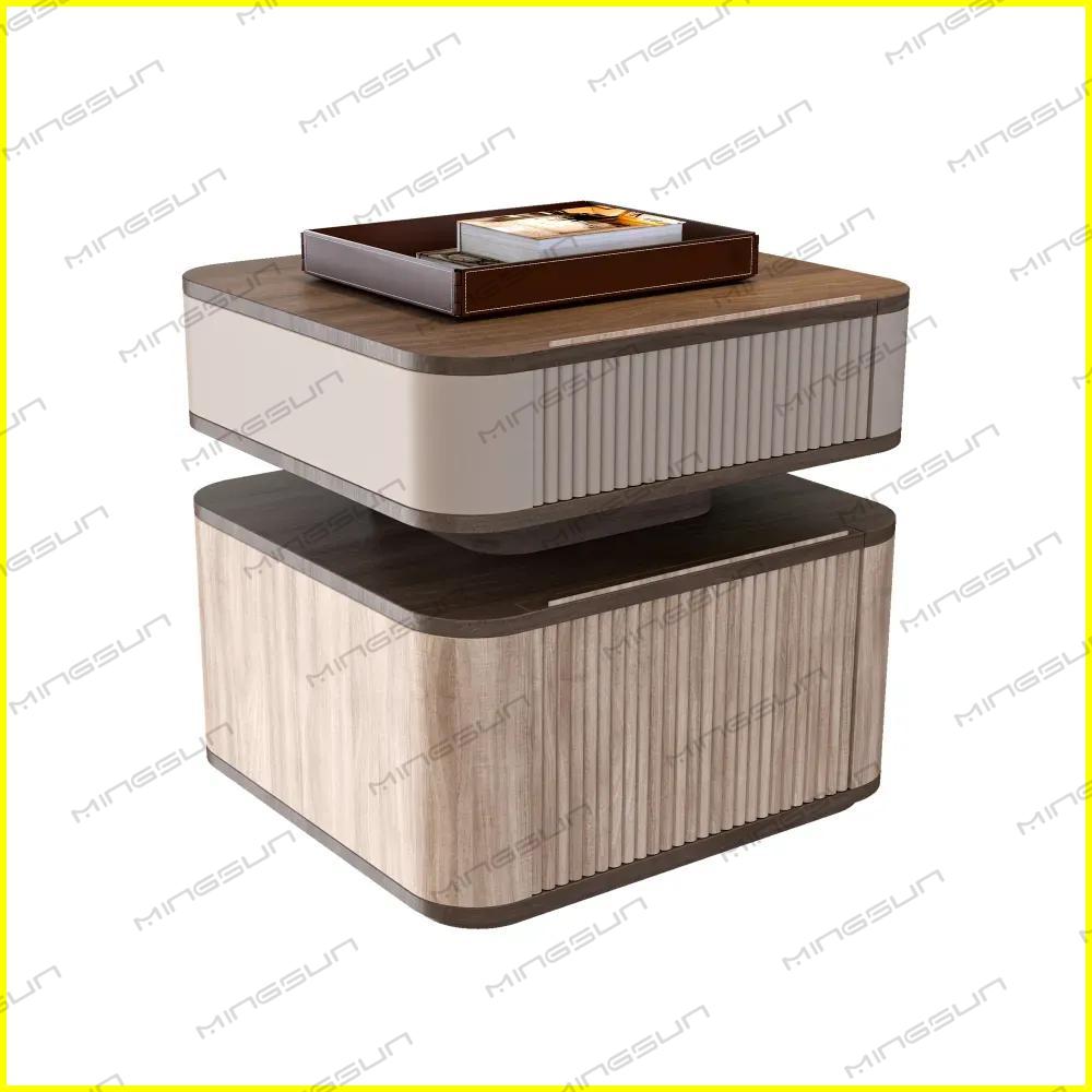 premium-hotel-bedside-table-with-sleek-wood-finish-and-geometric-layered-structure - MINGSUN