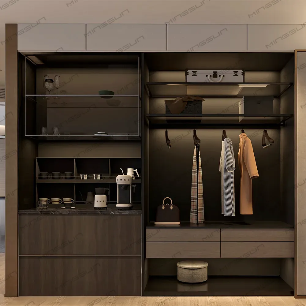 premium-hotel-closet-system-with-coffee-bar-and-organized-storage-for-luxury-rooms - MINGSUN