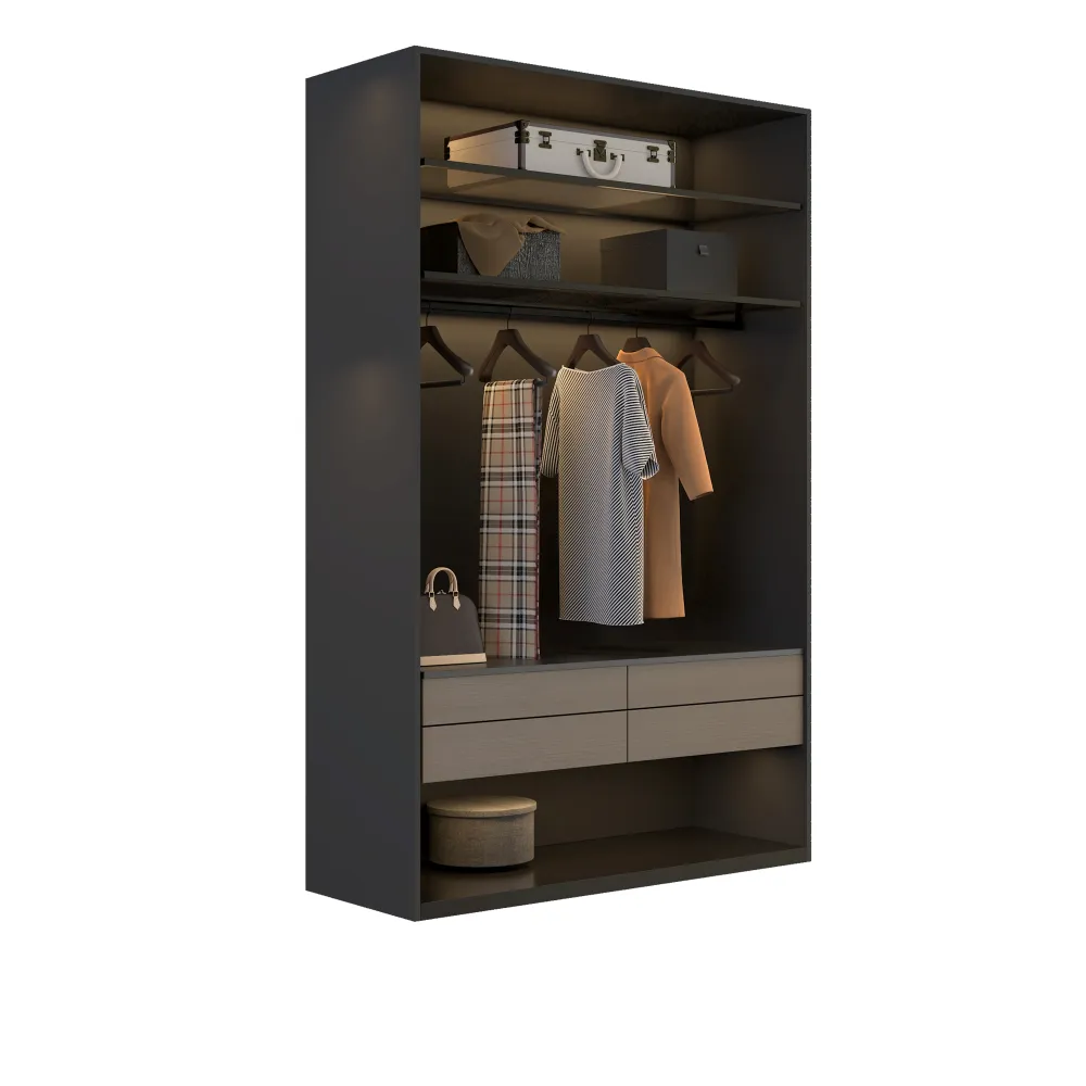 premium-hotel-closet-system-with-hanging-racks-shelves-and-storage-drawers - MINGSUN