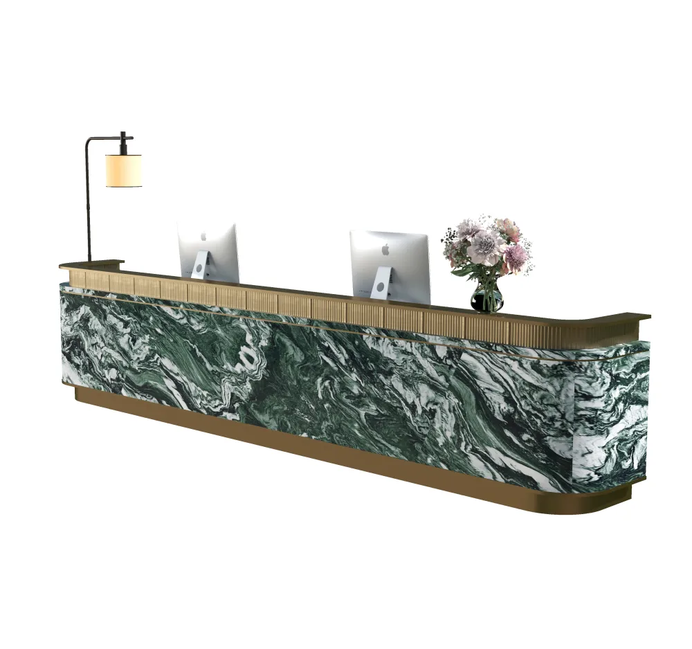 premium-hotel-reception-desk-with-sleek-curved-design-and-marble-texture-for-contemporary-interiors - MINGSUN