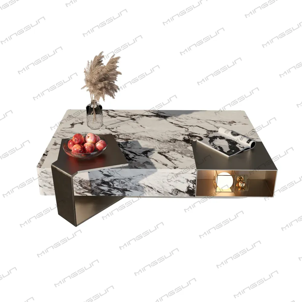 premium-marble-coffee-table-black-gold-metal-frame-magazine-display-luxury-hotel-lobby - MINGSUN premium-marble-coffee-table-black-gold-metal-frame-magazine-display-luxury-hotel-lobby - MINGSUN