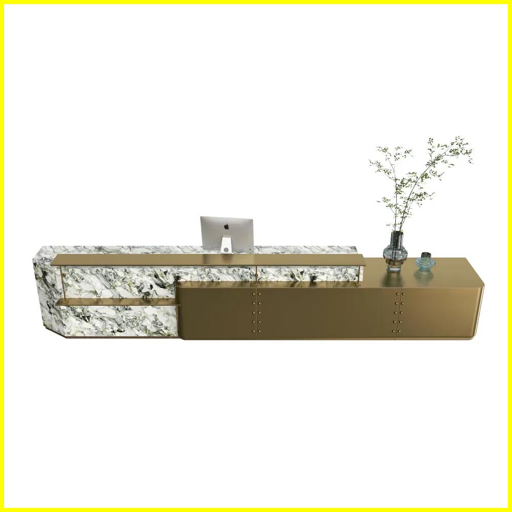 premium marble textured reception counter for elegant professional service environments - MINGSUN