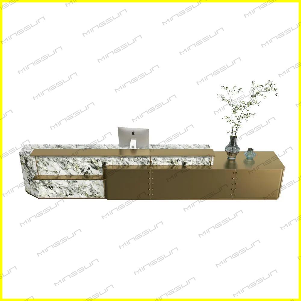 premium marble textured reception counter for elegant professional service environments - MINGSUN