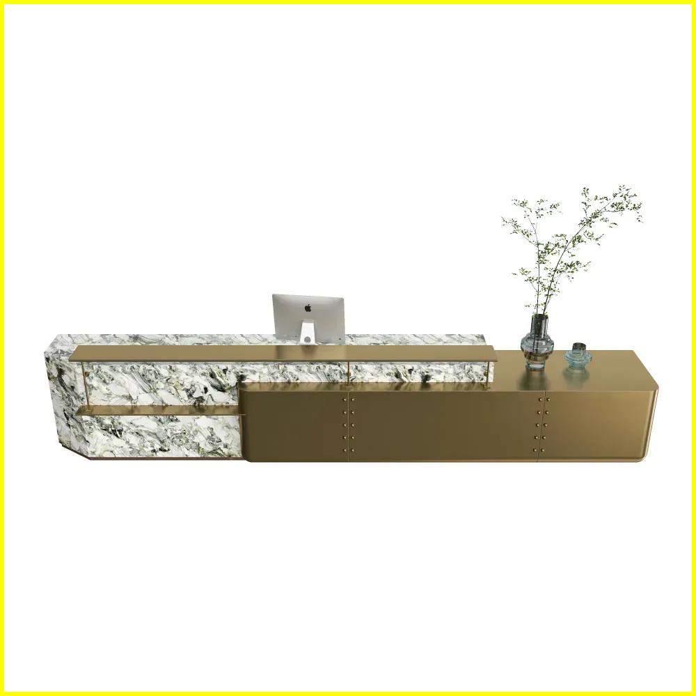 premium marble textured reception counter for elegant professional service environments - MINGSUN