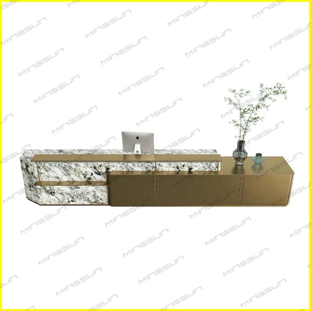 premium marble textured reception counter for elegant professional service environments - MINGSUN