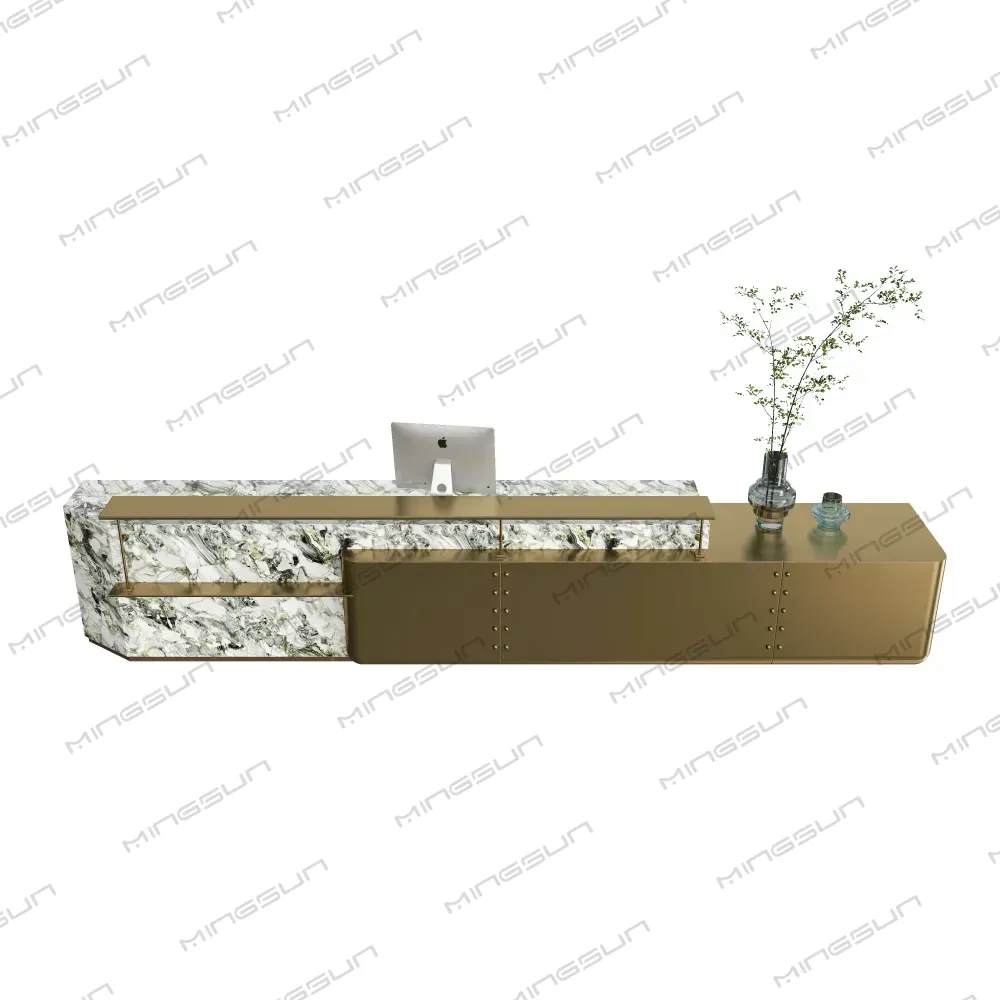 premium marble textured reception counter for elegant professional service environments - MINGSUN