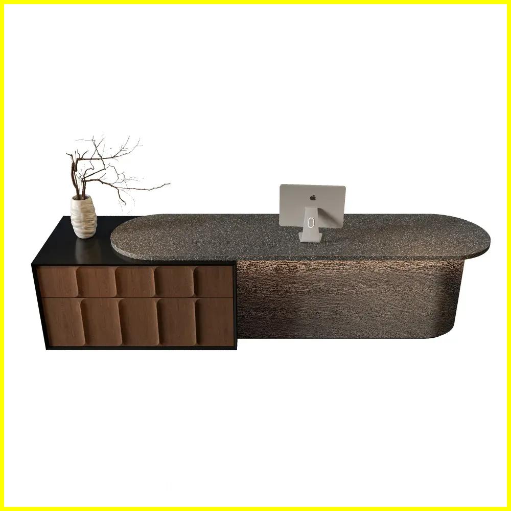 premium marble textured reception counter with minimalist design for elegant professional spaces - MINGSUN