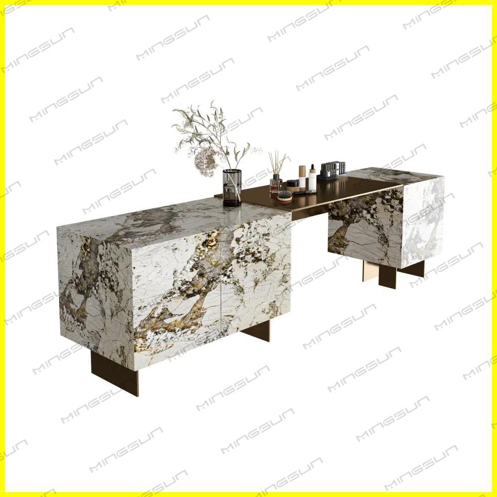 sleek-dressing-table-with-white-gold-marble-slab-gold-trim-and-integrated-storage-for-commercial-use - MINGSUN