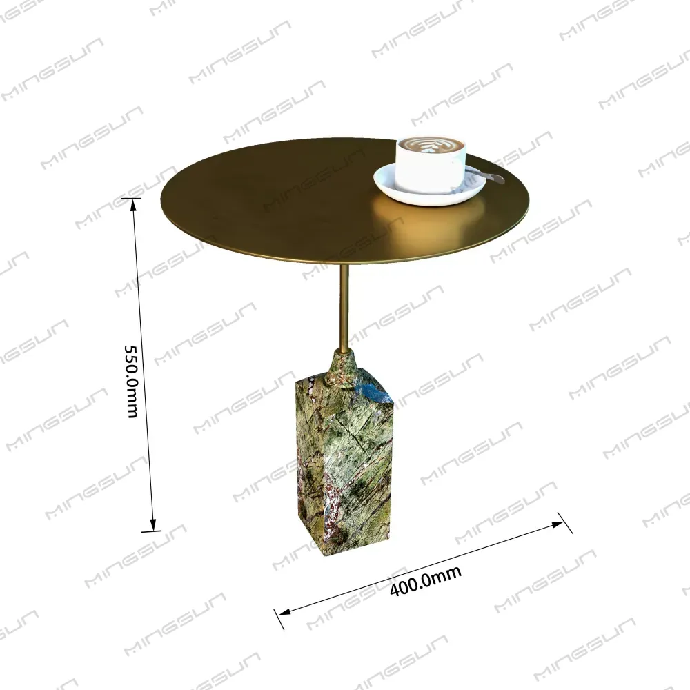 small-end-table-dimensions-550mm-height-400mm-diameter-round-brass-marble-side-table - MINGSUN