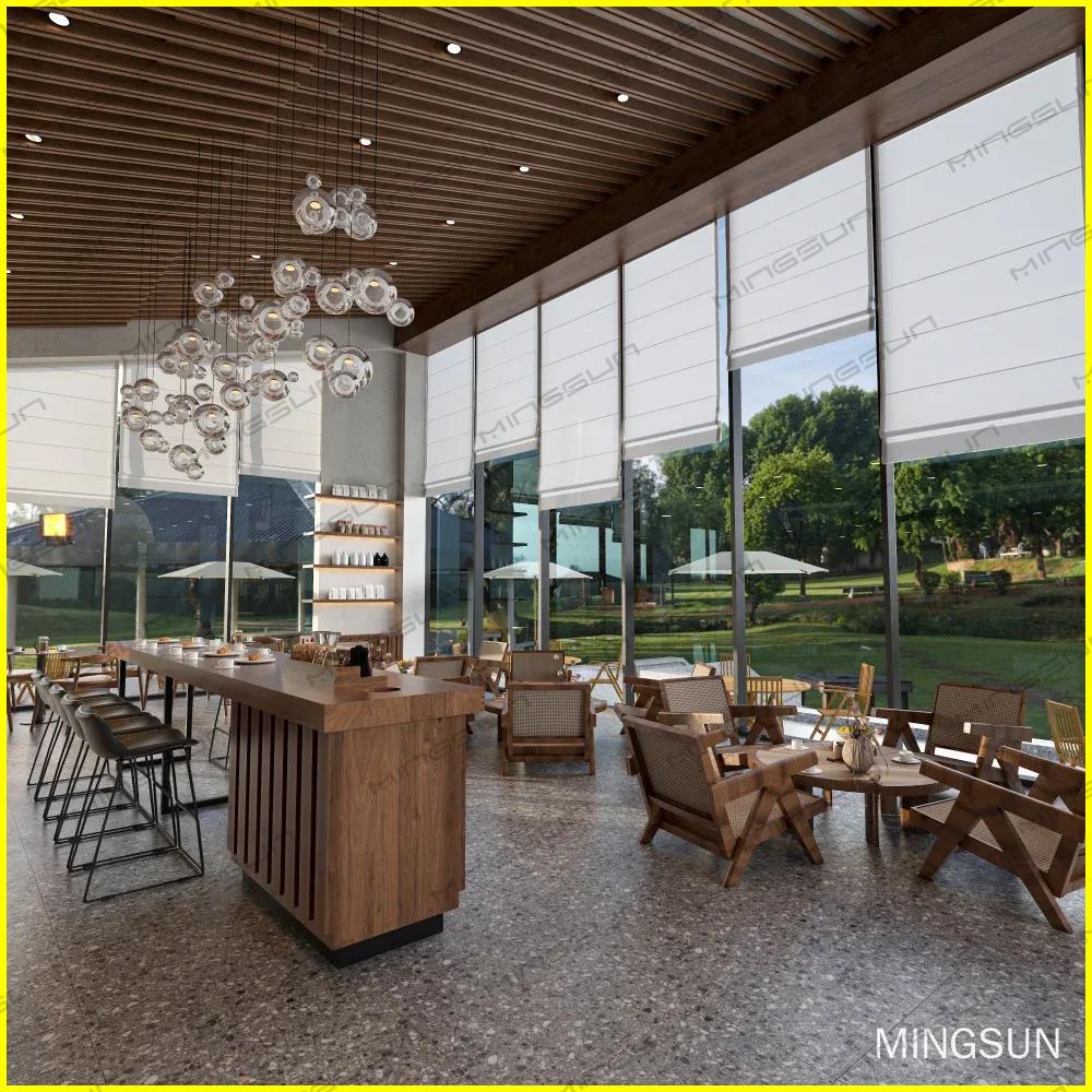 spacious-coffee-shop-interior-with-wooden-furniture-bubble-chandelier-and-large-windows-for-natural-light - MINGSUN