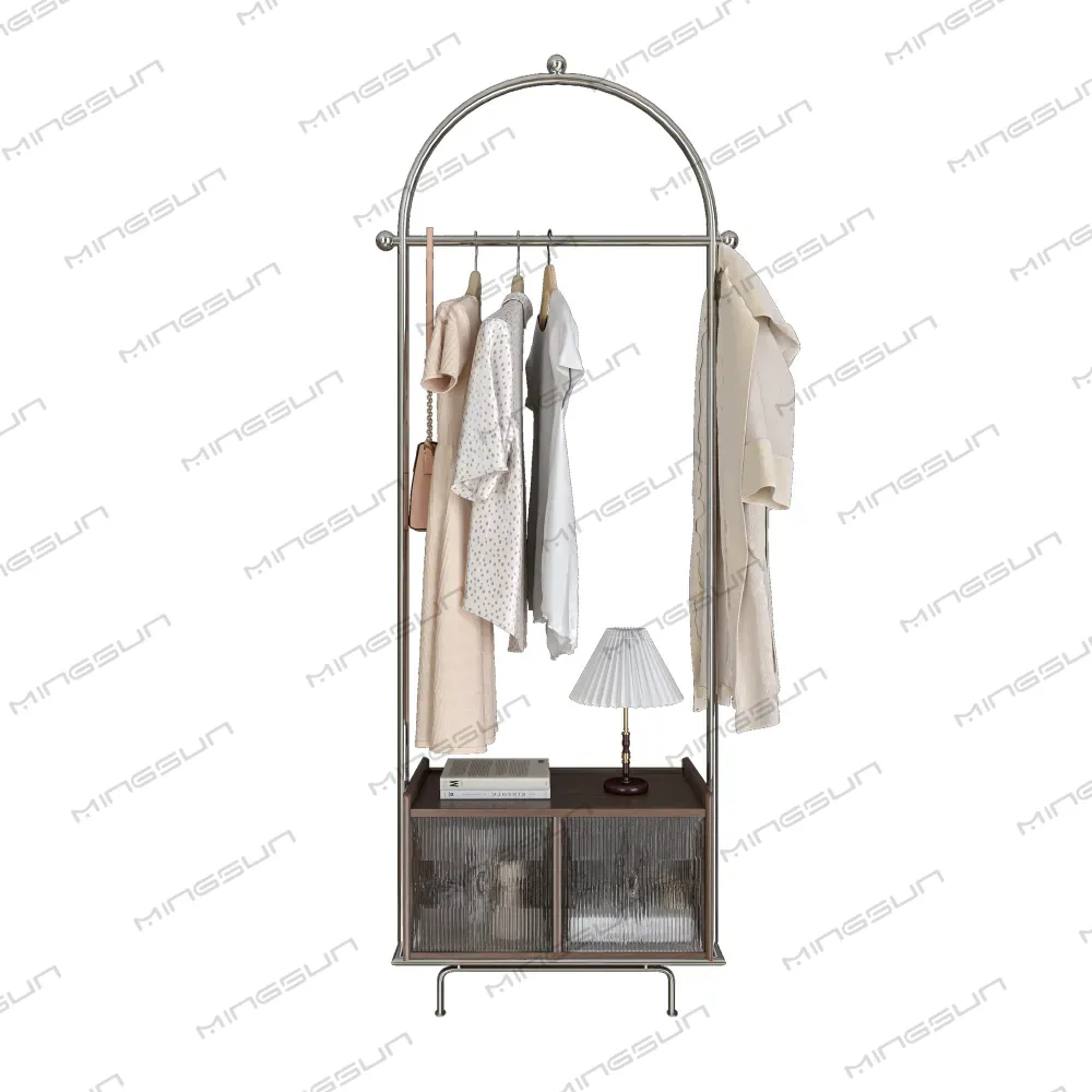 stylish-metal-frame-clothing-display-unit-for-luxury-hotels-with-storage-cabinet-and-lamp - MINGSUN stylish-metal-frame-clothing-display-unit-for-luxury-hotels-with-storage-cabinet-and-lamp - MINGSUN
