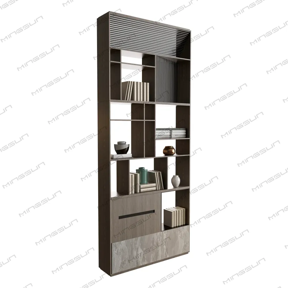 tall-dark-wood-commercial-bookcase-with-hidden-storage-drawer-and-sleek-design - MINGSUN tall-dark-wood-commercial-bookcase-with-hidden-storage-drawer-and-sleek-design - MINGSUN