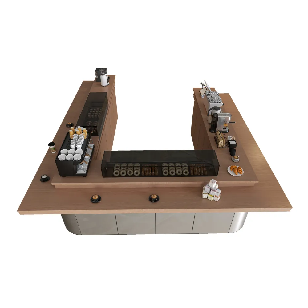 طاولة خشبية على شكل حرف U لمقهى ومنطقة إفطار الفندق - مينغسون