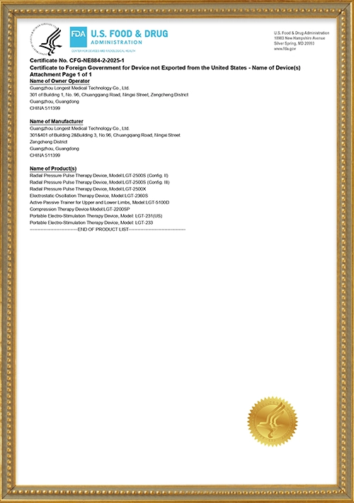 FDA Certificate of Medical Device