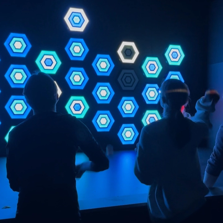 LED wall target game with soft ball throwing interaction for FECs, malls, and indoor entertainment centers