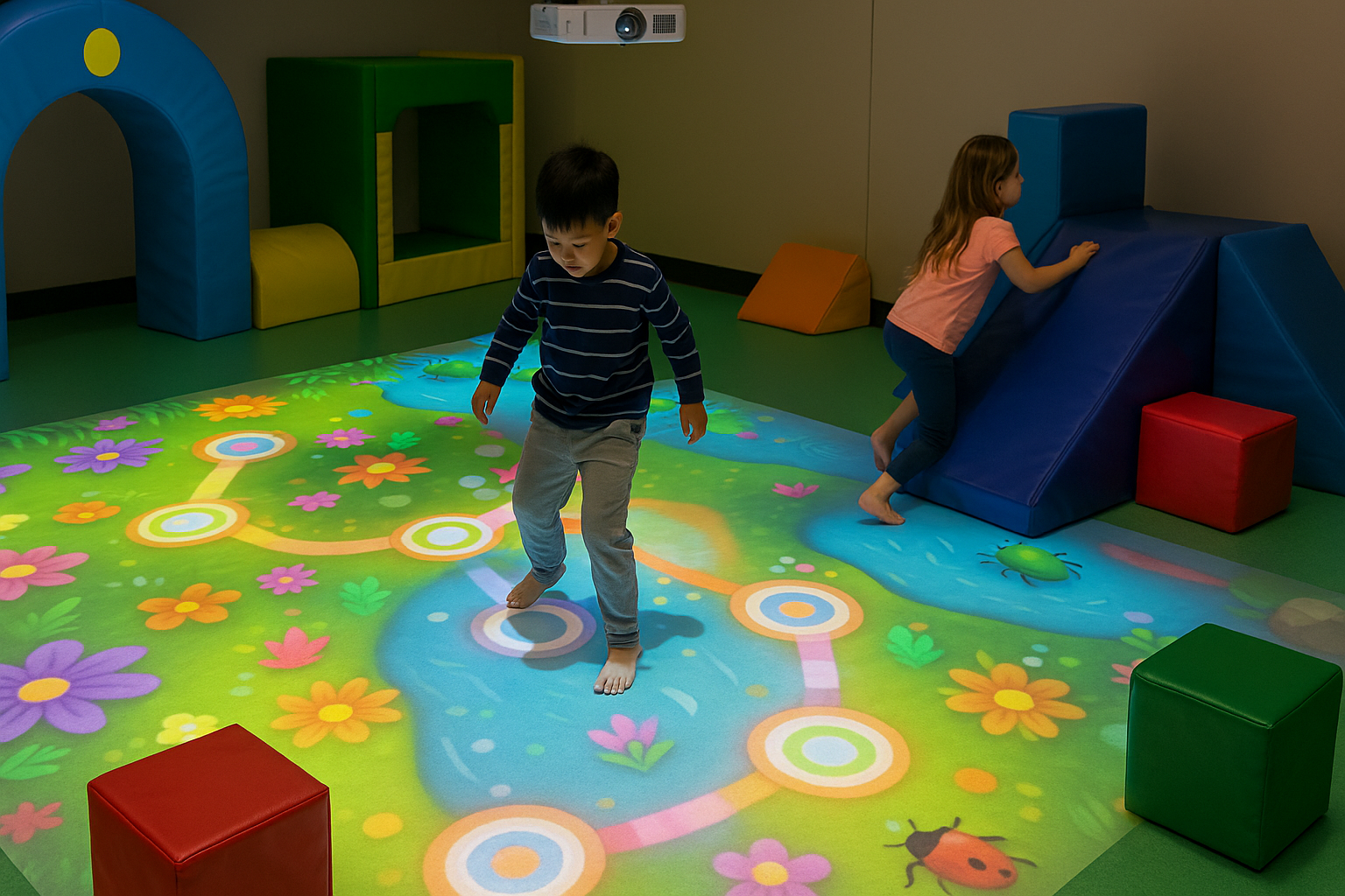 soft play equipment for interactive projector games