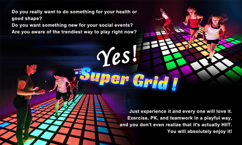 Smart LED floor tile system with interactive grid game and floor is lava gameplay for active game rooms