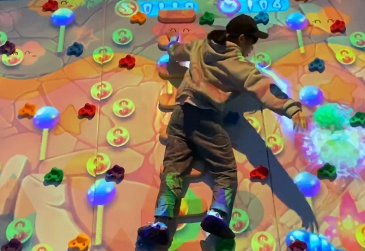 interactive kids climbing wall with games