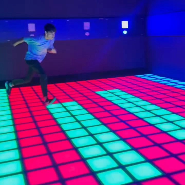 Activate game room with grid game and Floor Is Lava LED floor