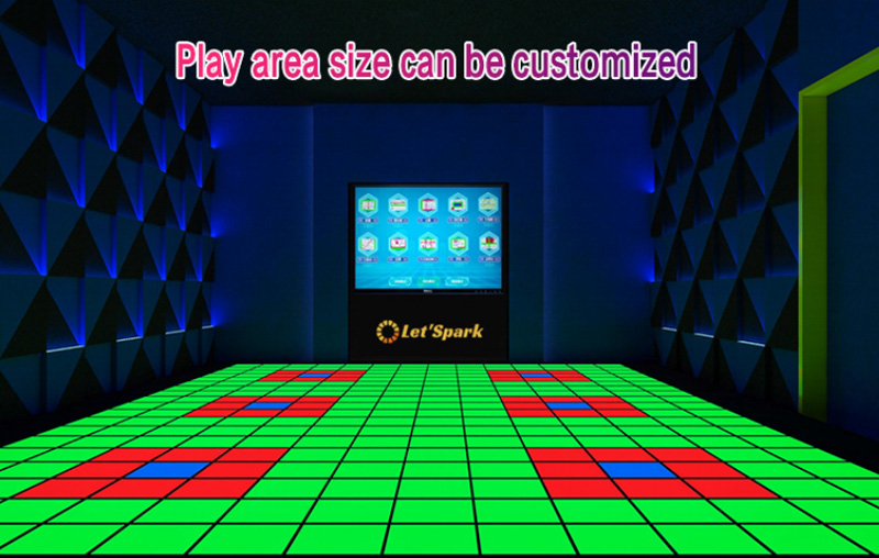 Interactive LED floor game system for grid game and floor is lava challenges