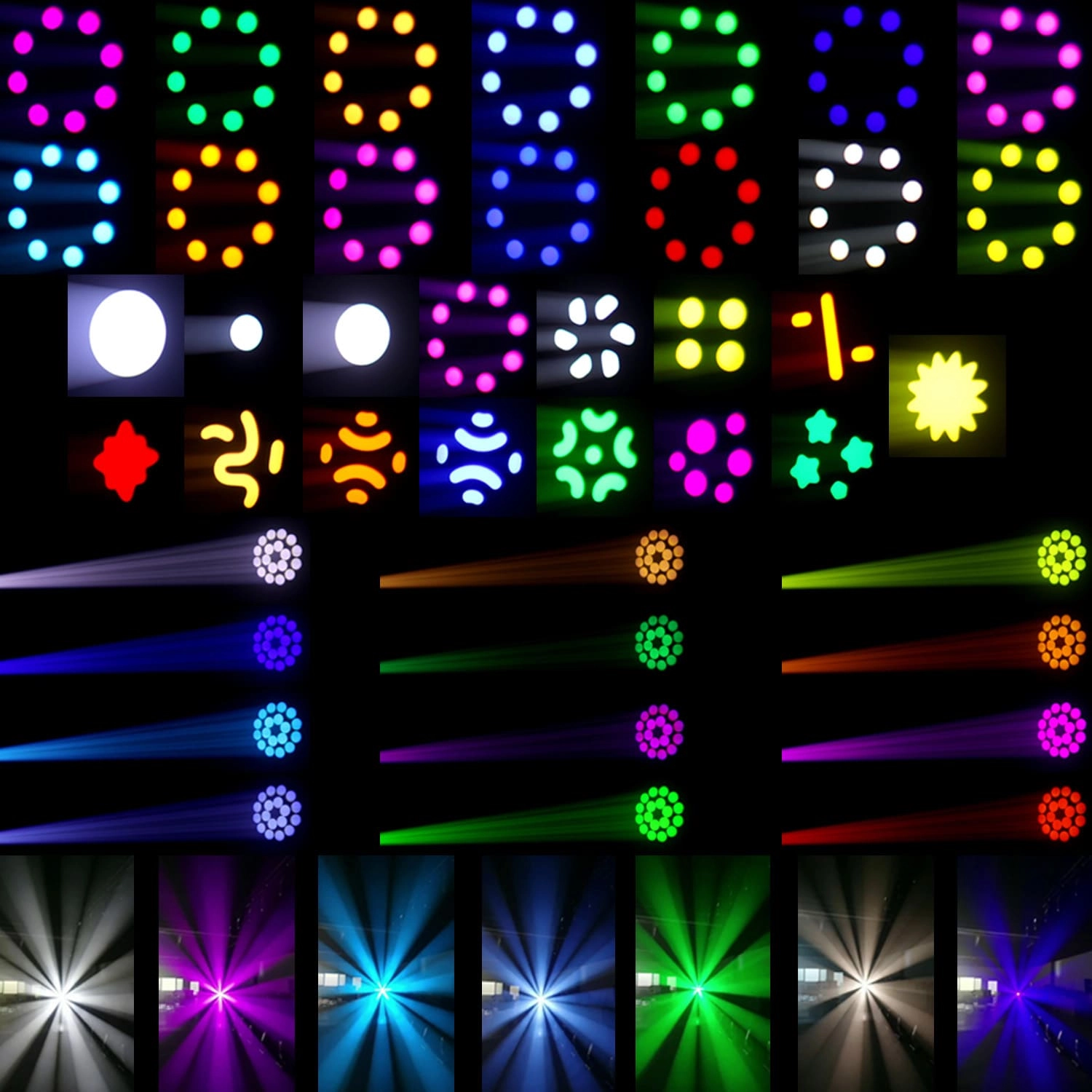 150W LED Mini Beam Moving Head Light with RGB Glow Halo Ring - AOMEIDI