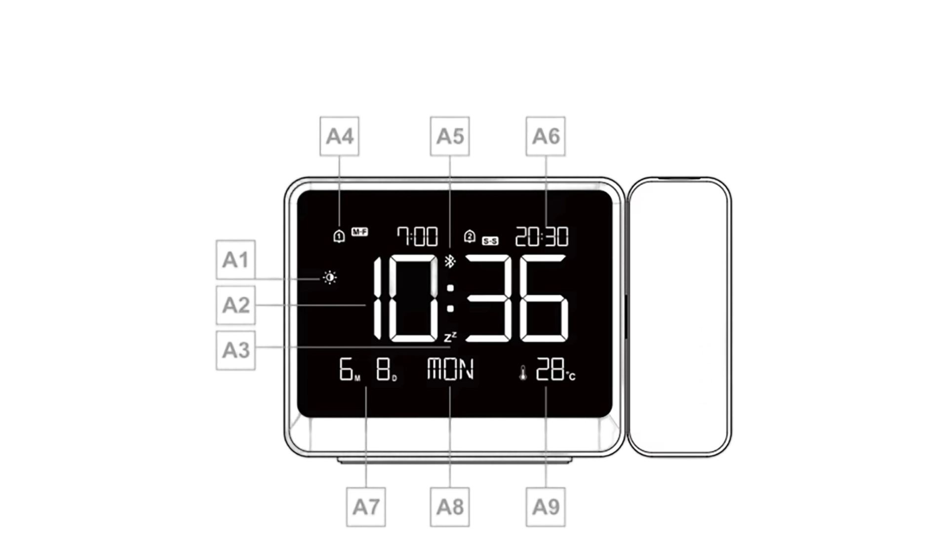 8Factory Digital Projection Alarm Clock Custom Sound With Projection - Youben life