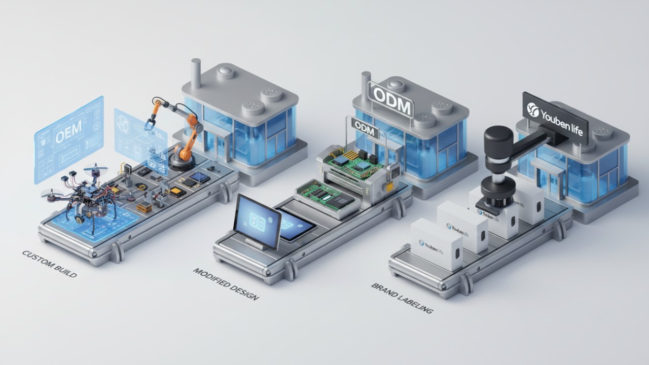 Comparison illustration of OEM ODM and private labeling manufacturing models