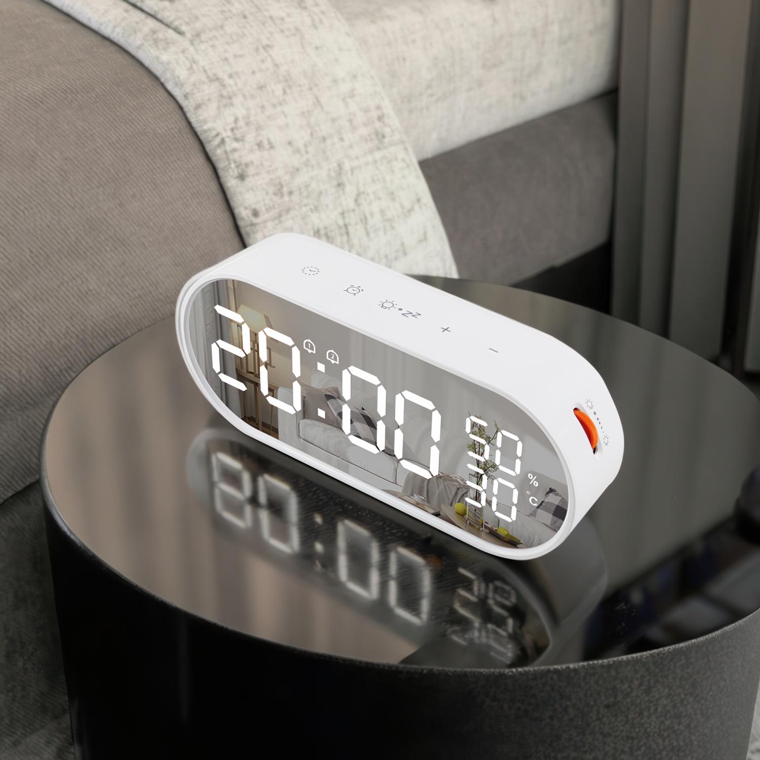 Digital Alarm Clock Led Visual With Hygrometer Sensor For Home Bedroom