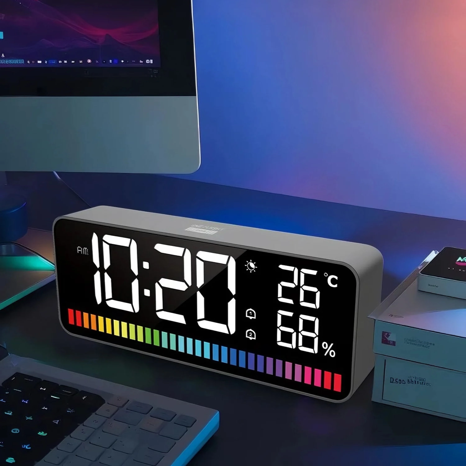 Digital Alarm Clock Stylish Smart Life Tabletop Wake Up With 24 Hour Clock Face - Youben life