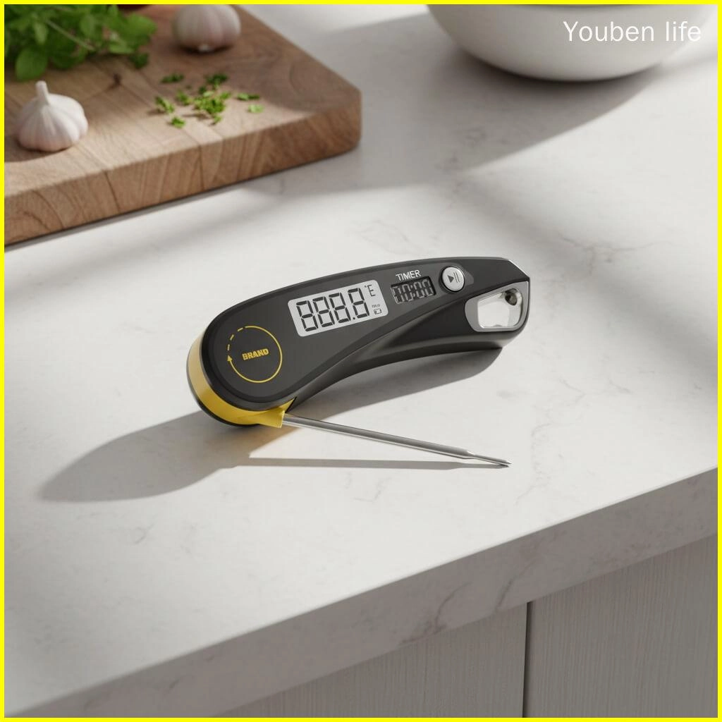 Digital Food Thermometer Instant Read Meat Thermometer Foldable Probe Timer Bottle Opener BBQ Kitchen Tool Factory Supplier - Youben life