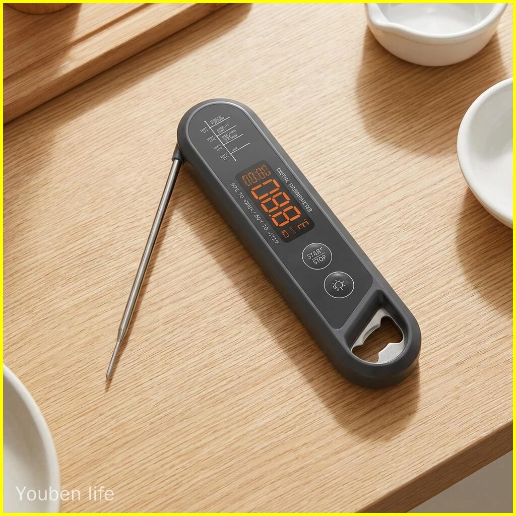 Digital Food Thermometer Instant Read Meat Thermometer Foldable Probe Timer Bottle Opener BBQ Kitchen Tool OEM Factory - Youben life