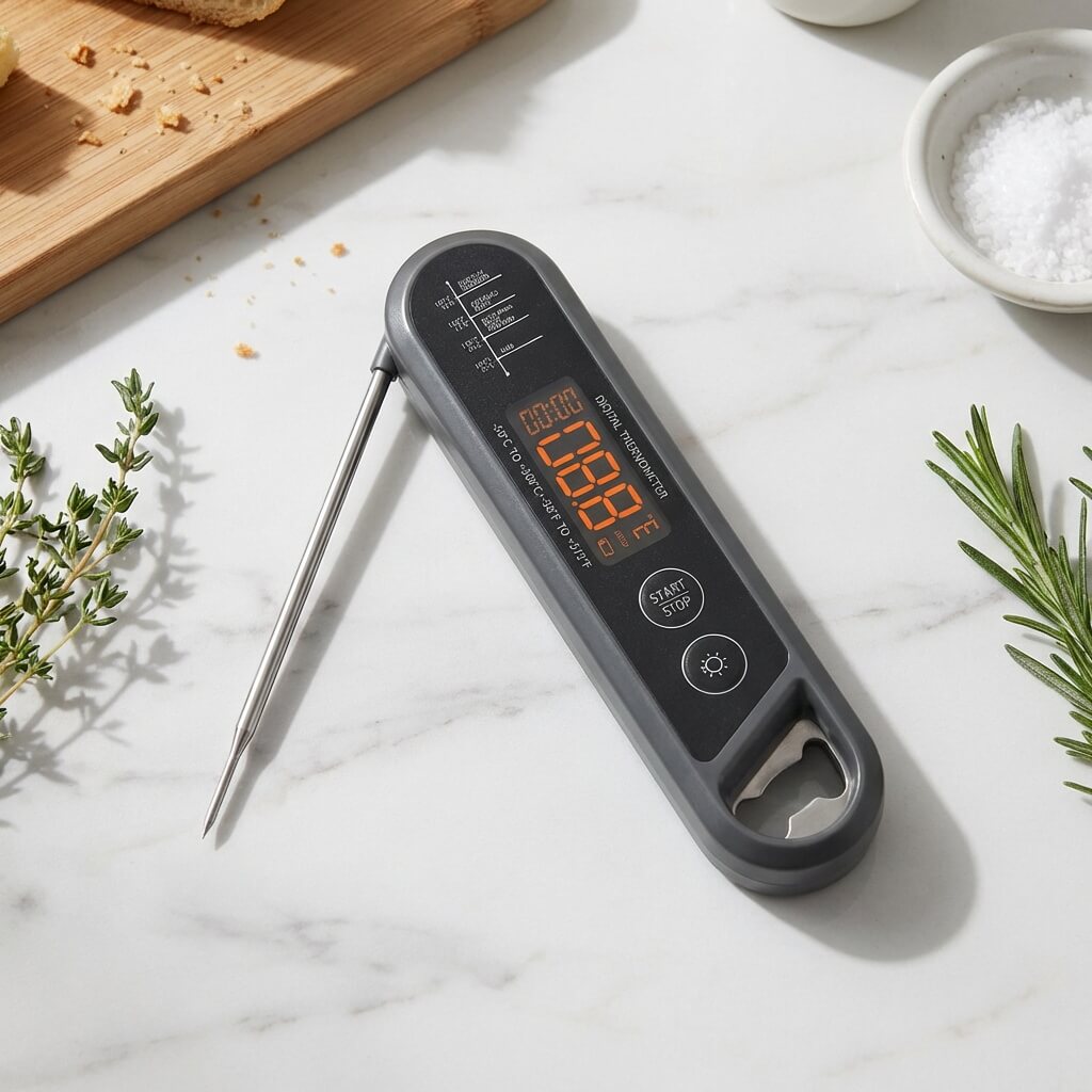 Digital Food Thermometer Meat Thermometer Foldable Probe Timer Bottle Opener Cooking BBQ Kitchen Tool Factory Wholesale