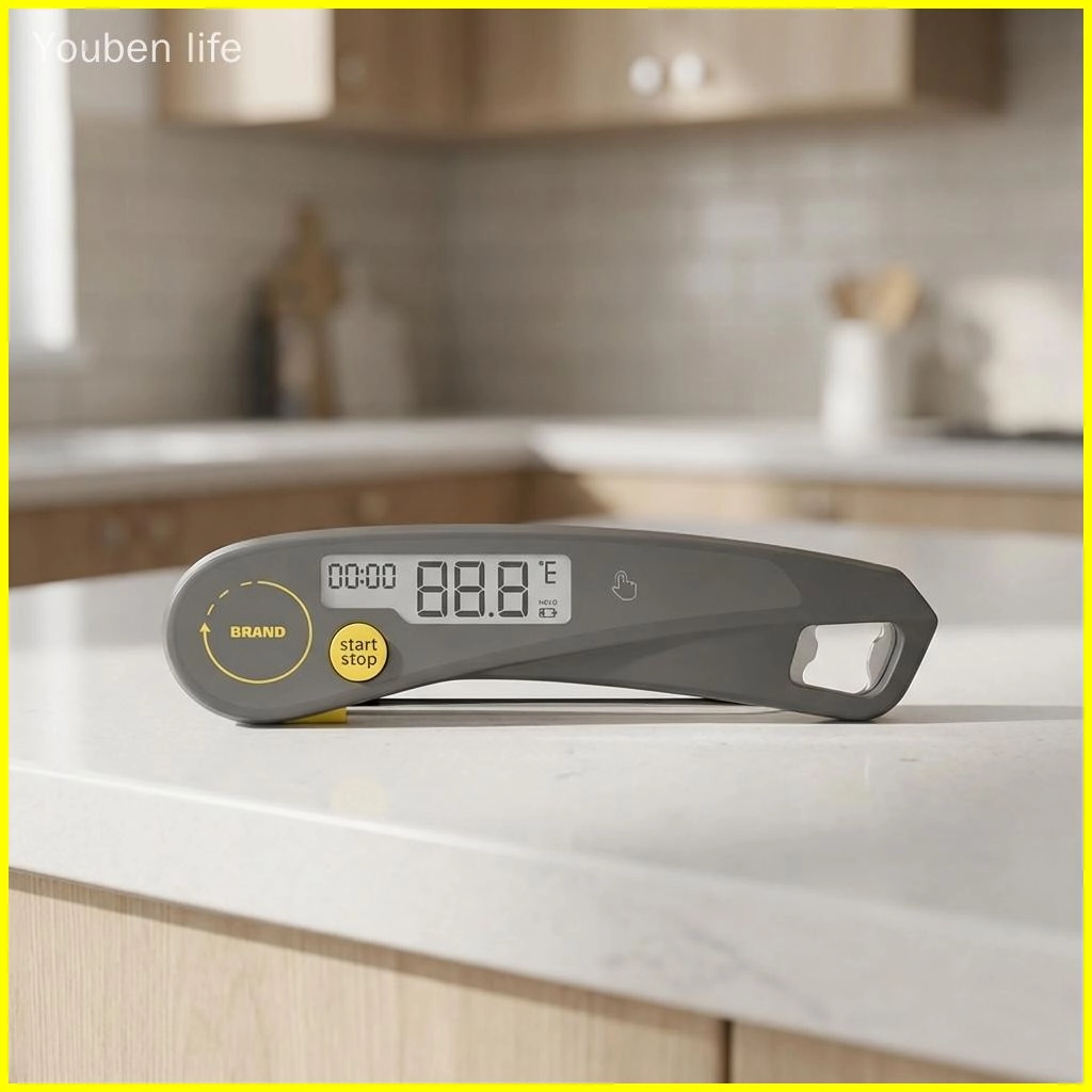 Digital Instant Read Food Thermometer Foldable Probe Meat Thermometer with Timer Bottle Opener Kitchen BBQ Supplier - Youben life