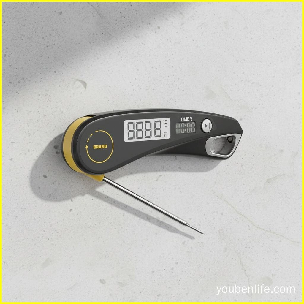 Digital Instant Read Meat Thermometer Food Thermometer Foldable Probe Timer Bottle Opener BBQ Grill Supplier Wholesale - Youben life