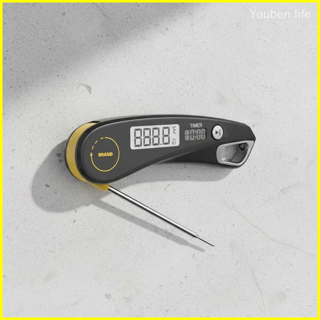 Digital Instant Read Meat Thermometer Food Thermometer Foldable Probe Timer Bottle Opener BBQ Grill Supplier Wholesale - Youben life