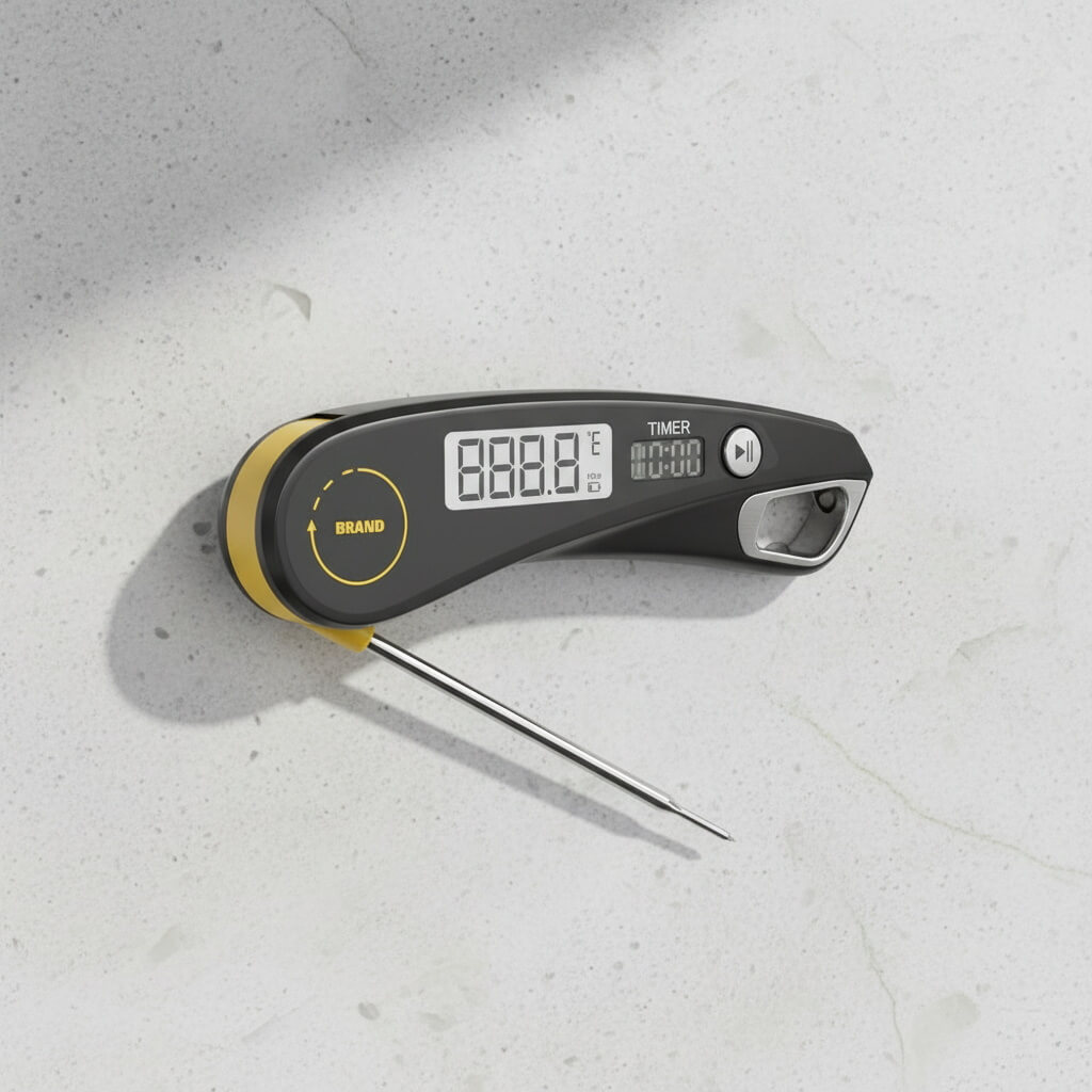 Digital Instant Read Meat Thermometer Food Thermometer Foldable Probe Timer Bottle Opener BBQ Grill Supplier Wholesale