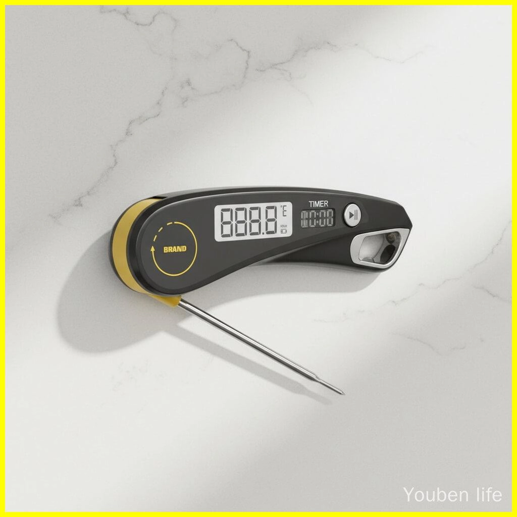 Digital Meat Thermometer Foldable Probe Food Thermometer with Timer Bottle Opener Instant Read BBQ Cooking Tool Wholesale - Youben life