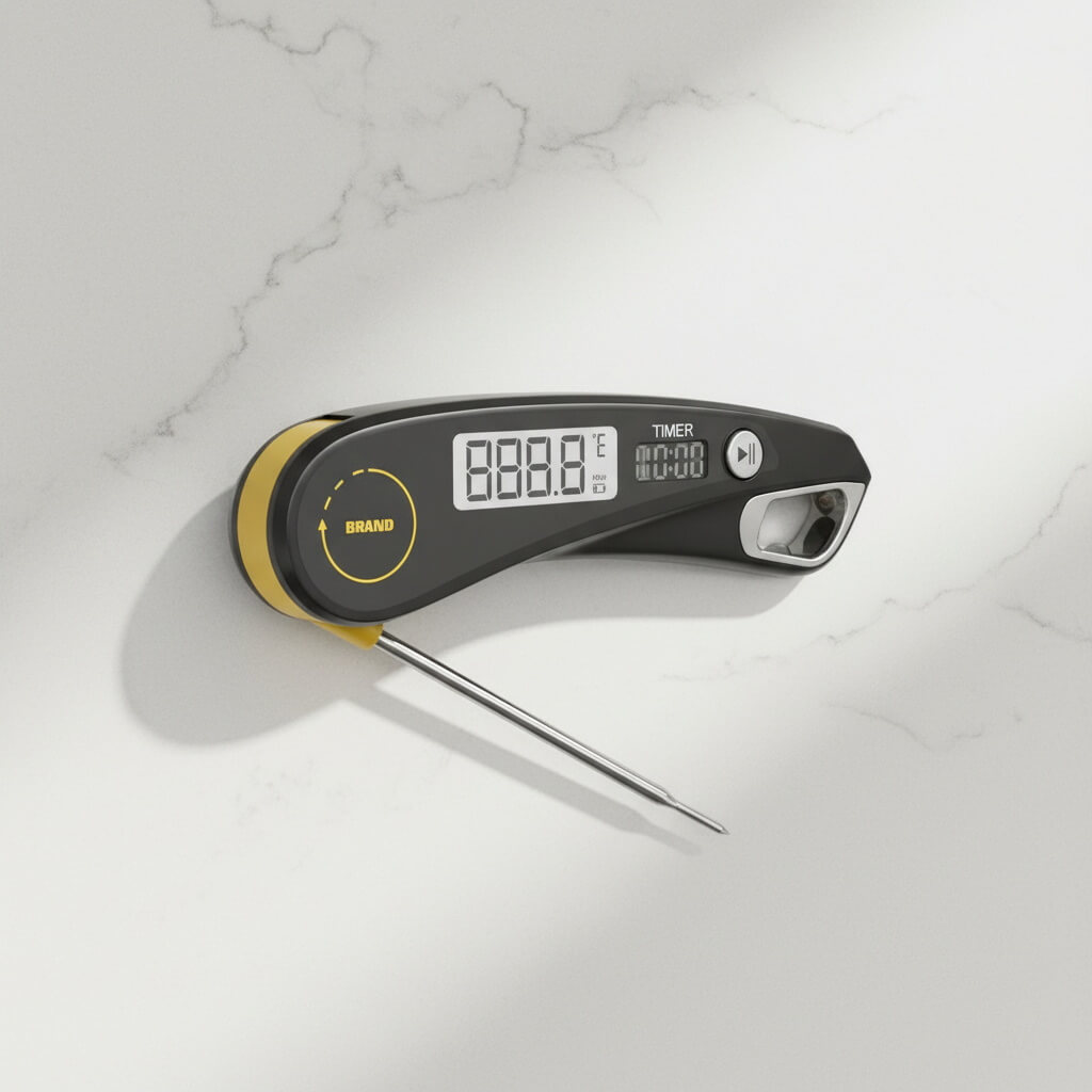 Digital Meat Thermometer Foldable Probe Food Thermometer with Timer Bottle Opener Instant Read BBQ Cooking Tool Wholesale