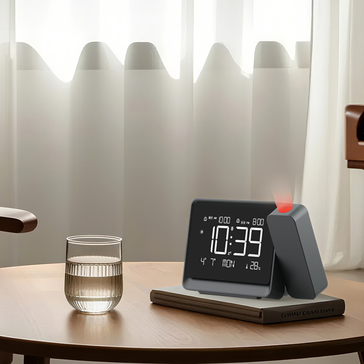 Digital Projection Alarm Clock With Thermometer For Home Bedroom Wake Up
