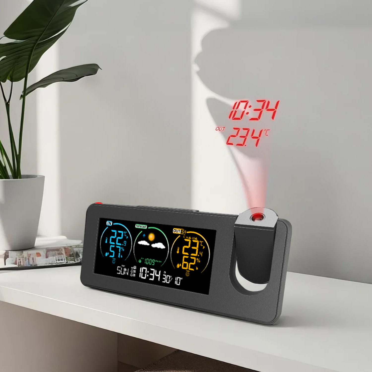 Digital Thermometer With Alarm Clock Indoor Outdoor Mini Wall Mount LED