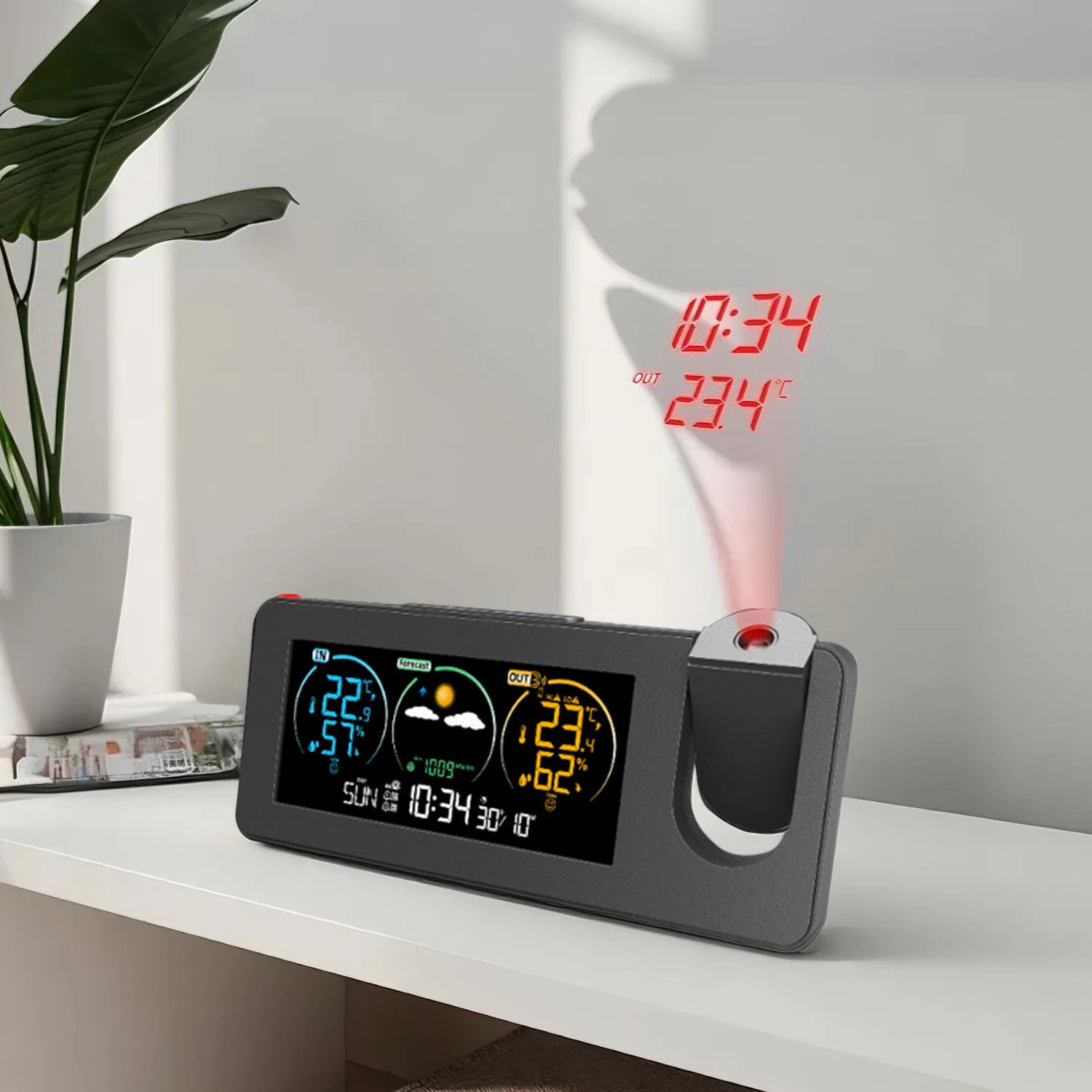 Digital Thermometer With Alarm Clock Indoor Outdoor Mini Wall Mount LED - Youben life