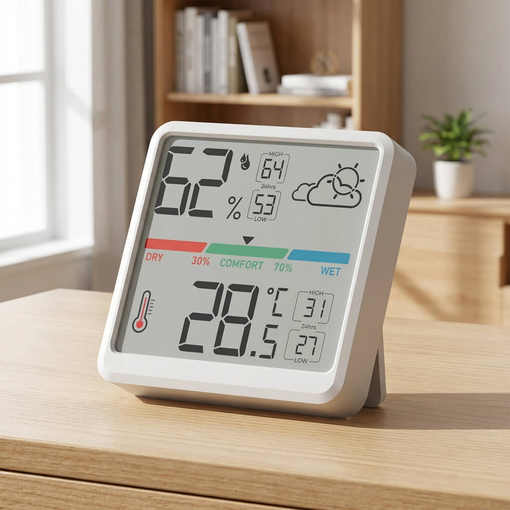 Home Large Screen Display LCD Battery Operated Magnet Back Digital Indoor Thermometer Hygrometer temperature humidity monitor