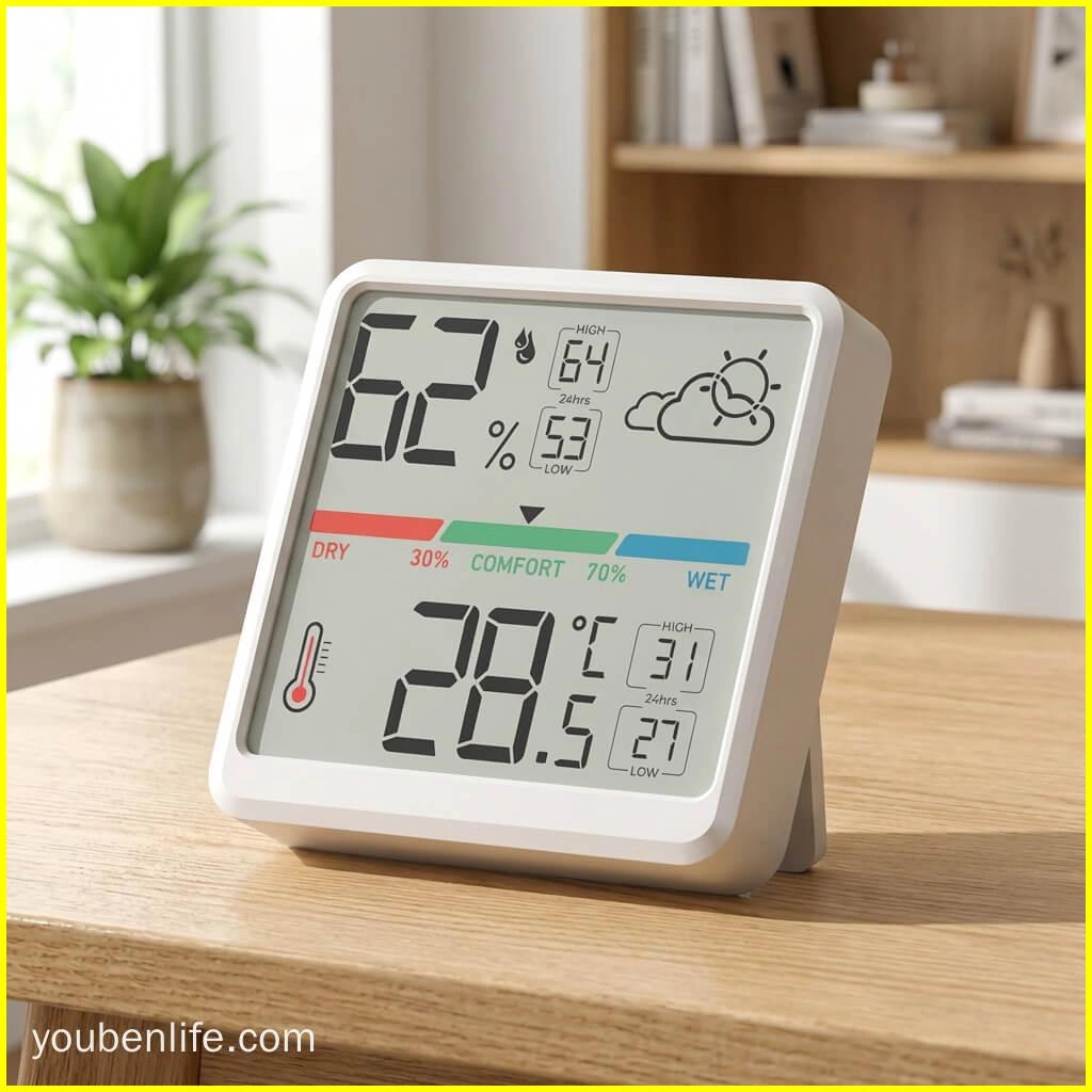 Kitchen Desk LCD Battery Operated Magnet Back Digital Indoor Thermometer Hygrometer temperature humidity monitor - Youben life