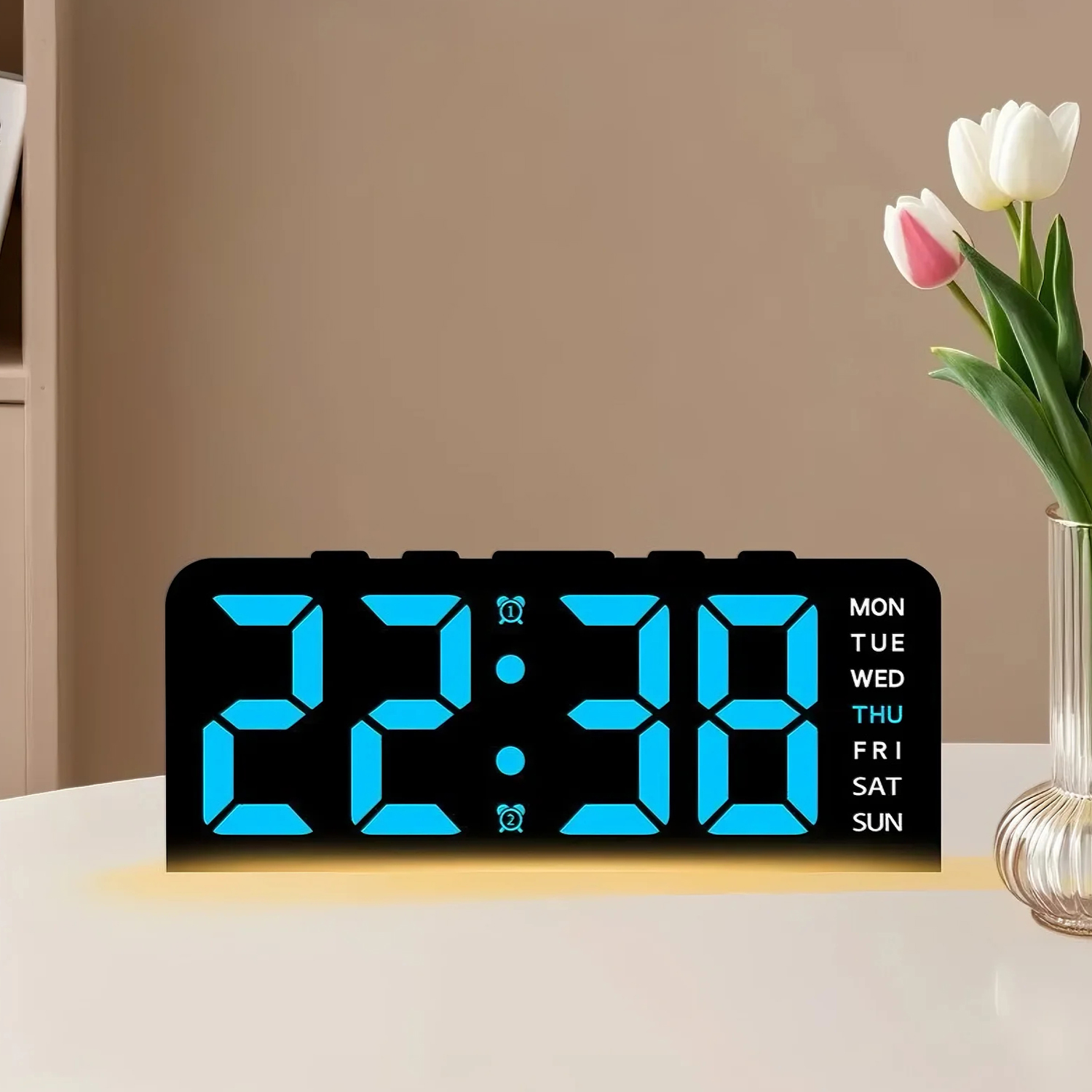 Modern Digital Alarm Clock For Bedroom Living Room Tabletop Desk Wake Up Time
