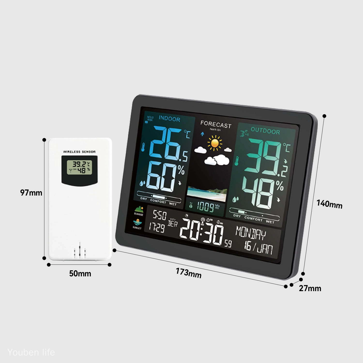 Most Accurate Thermometer With Alarm Clock Calibrated For Indoor Use - Youben life
