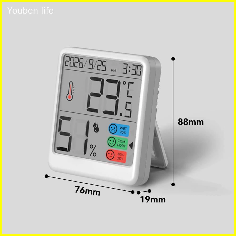 Office Wall Mount LCD with Comfort Indicator Digital Indoor Thermometer Hygrometer temperature humidity m - Youben life