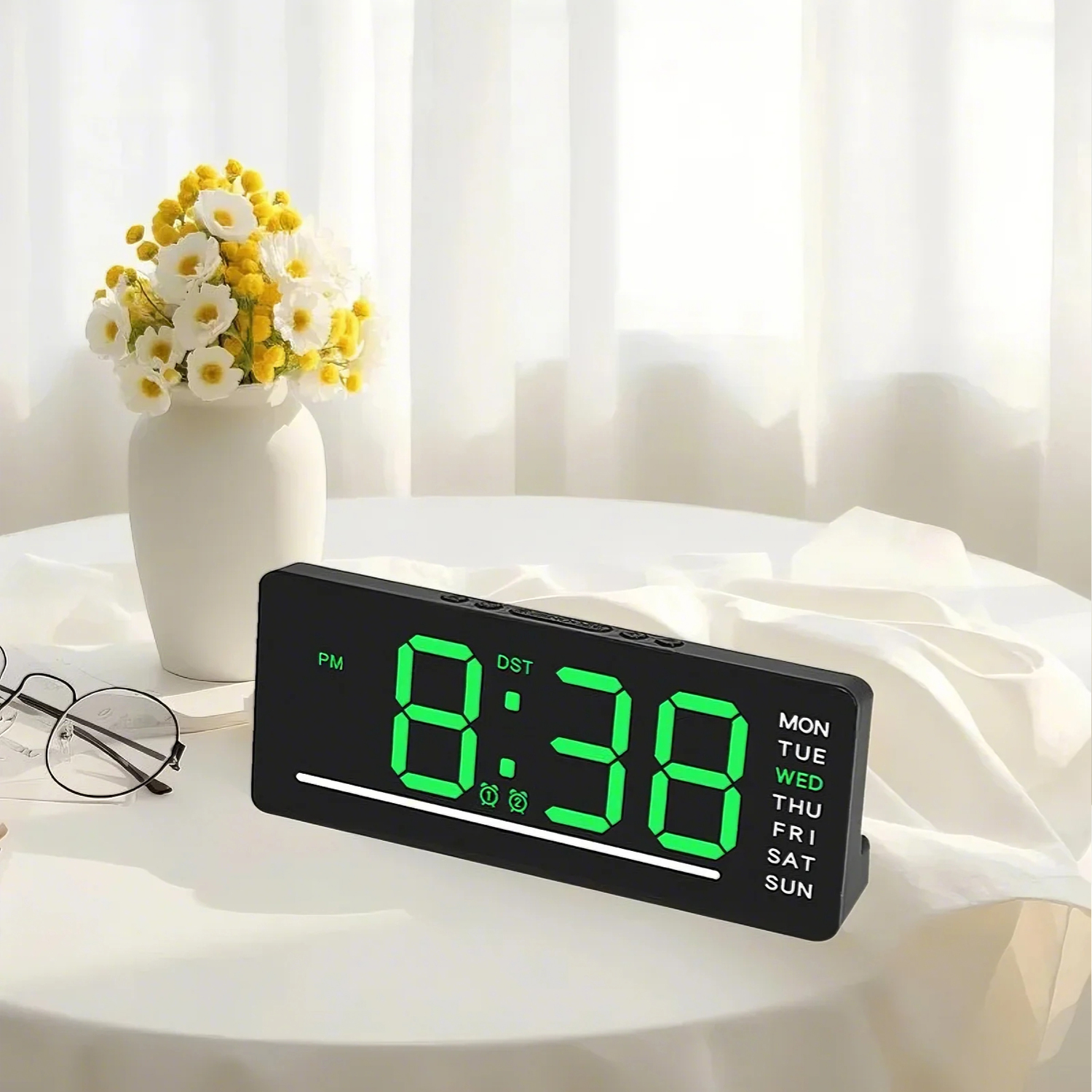 Smart Digital Alarm Clock Led Visual For Living Room Bedside With Thermometer