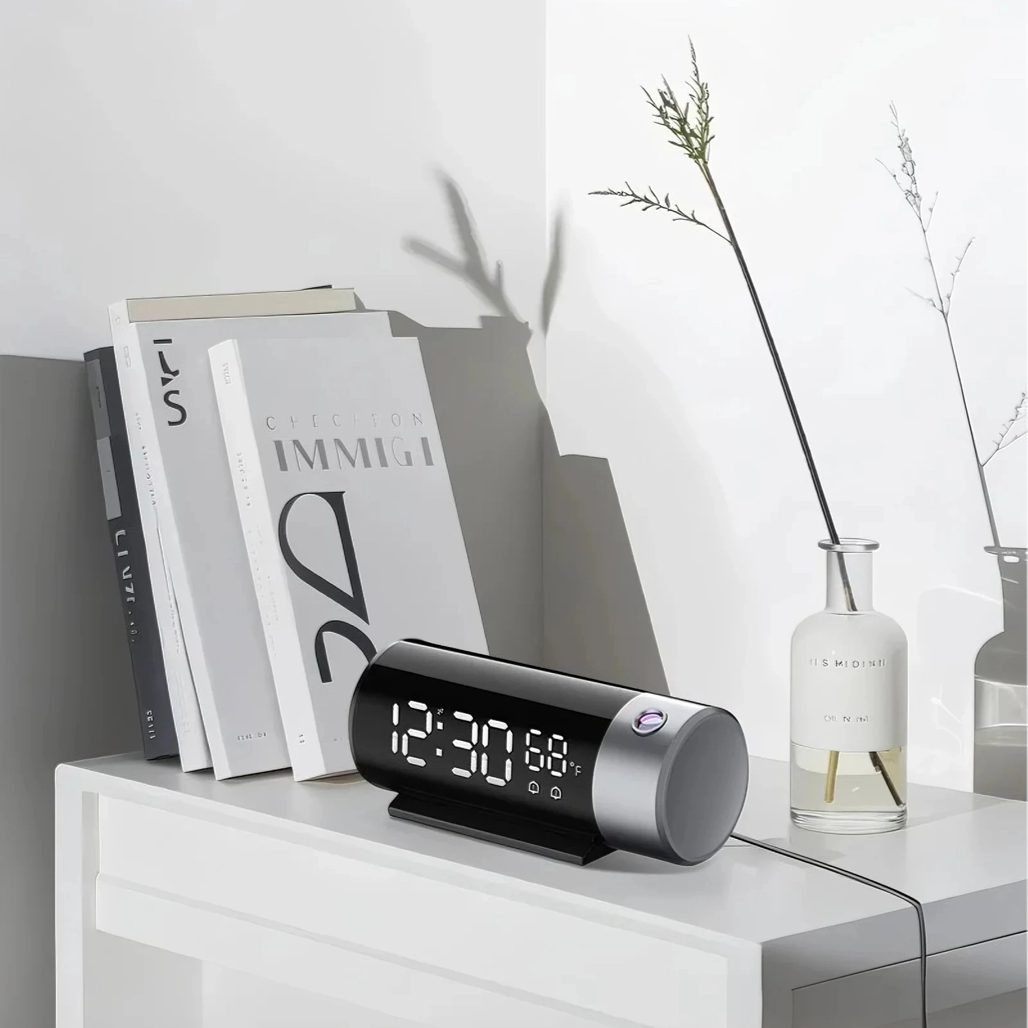 Smart Digital Projection Alarm Clock With Custom Sound For Tabletop - Youben life